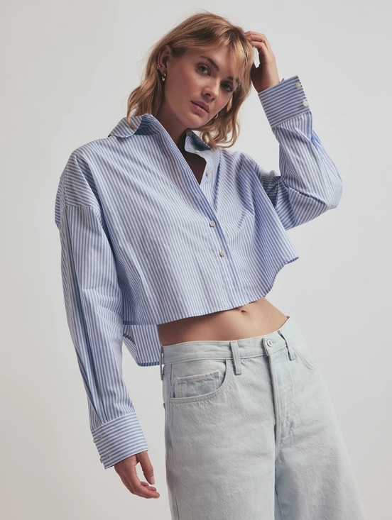 Favorite Daughter Tops - Favorite Daughter-The Cropped Ex-Boyfriend Button Down Top